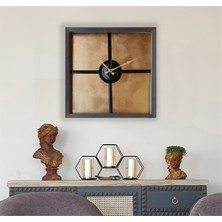 Markakanvas Ahşap metal Altın Gold Renkli Duvar Saati 50 x 50 cm