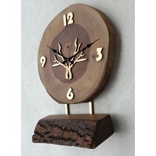 Markakanvas Doğal Masif Ahşap Ağaç Gold Altın Duvar  Masa Saati 25 x 40  cm