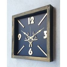 Markakanvas Ahşap Eskitme Kare Gold Altın Duvar  Masa Saati