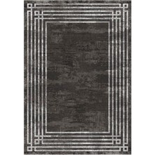 Çam Halı Gloria TD954 Siyah Art Deco Modern Desen Dokuma Saçaklı Kilim
