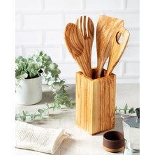 Demy Craft Zeytin Ağacı 5 Parça Kutulu Set 30 cm. Tahta Kaşık Çatal Spatula