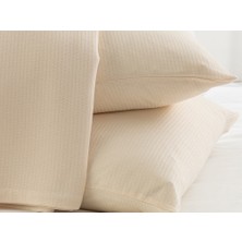 English Home Cool Stripe Soft Touch Tek Kişilik Pike Seti 150 x 220 cm Fildişi