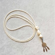 Tonstyle Paslanmaz Çelik 3 Taş Sedef Inci Kabuk Doğal Mercan Kolye