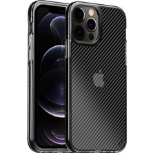 Nettech Apple iPhone 11 Pro Max Uyumlu Kenar Renkli Karbon Silikon Kılıf Siyah