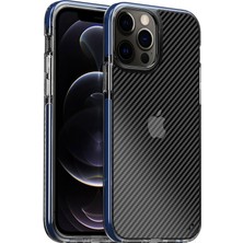 Nettech Apple iPhone 11 Pro Max Uyumlu Kenar Renkli Karbon Silikon Kılıf Siyah