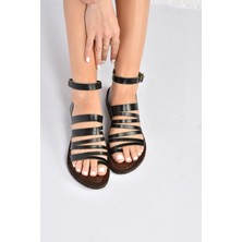 Fox Shoes Siyah Hakiki Deri Kadın Sandalet K374680403