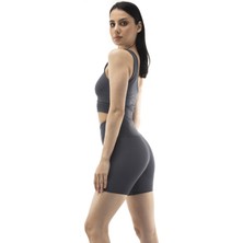 The Step Sports Straight Yüksek Bel Toparlayıcı, Sıkılaştırıcı Yoga Şort Tayt 6"