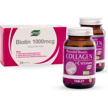 Phytodef Collagen + Vitamin C - 30 Tablet 2 Adet ve Biotin 1000MCG - 30 Kapsül 1 Adet