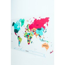 Evbuya Dünya Haritası - Yapışkansız Tutunan Kağıt Tahta (Renkli )