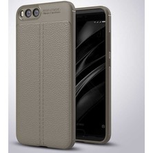 Case 4U Xiaomi Mi Note 3 Kılıf Rugan Armor Deri Görünümlü Yüksek Kalite Silikon Niss Gri