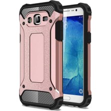 Case 4U Galaxy J7 Kılıf Military Armor Çift Katmanlı Crash Silikon Kılıf Rose Gold