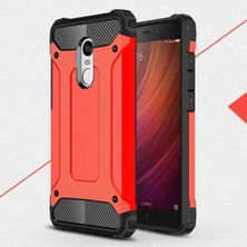 Case 4U Xiaomi Redmi Note 4X Kılıf Military Armor Çift Katmanlı Crash Silikon Kılıf Kırmızı