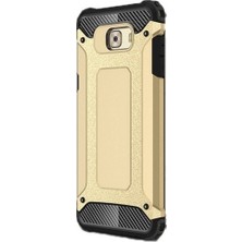 Case 4U Galaxy C5 Kılıf Military Armor Çift Katmanlı Crash Silikon Kılıf Gold