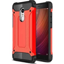 Case 4U Xiaomi Redmi 5 Plus Kılıf Military Armor Çift Katmanlı Crash Silikon Kılıf Kırmızı