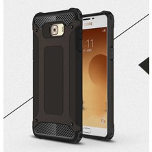 Case 4U Galaxy C5 Kılıf Military Armor Çift Katmanlı Crash Silikon Kılıf Siyah