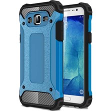 Case 4U Galaxy J7 Kılıf Military Armor Çift Katmanlı Crash Silikon Kılıf Mavi