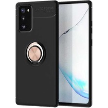 Case 4U Samsung Galaxy S20 FE Kılıf Autofocus Shockprof Ravel Yüzüklü Standlı Slikon Kapak Siyah-Rose Gold