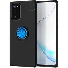 Case 4U Samsung Galaxy S20 FE Kılıf Autofocus Shockprof Ravel Yüzüklü Standlı Slikon Kapak Siyah - Mavi