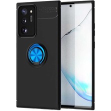 Case 4U Note 20 Ultra Kılıf Autofocus Shockprof Ravel Yüzüklü Standlı Slikon Kapak Siyah - Mavi