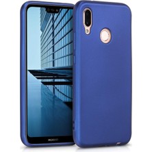 Case 4U Huawei P20 Lite Kılıf Klasik Mat Renkli Yumuşak Premier Silikon Saks Mavi