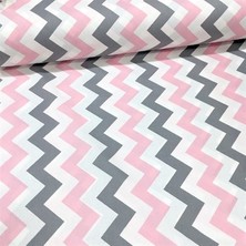 Bebek Özel 240 Santim Eninde Pembe Zikzaklı Pamuklu Kumaş