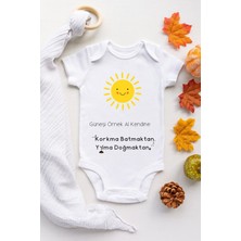 Limon Bebek Beyaz Güneşi Örnek Al Kendine Desenli Kısa Kol Body
