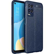 CoverZone Oppo A54 Lite Kılıf Silikon Deri Görünümlü Niss Lacivert