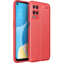 CoverZone Oppo A54 Lite Kılıf Silikon Deri Görünümlü Niss Kırmızı