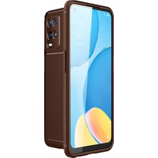 CoverZone Oppo A54 Kılıf Karbon Delüx Tpu Silikon Kahverengi