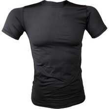 Flaş Siyah Microfiber Kısa Kol Termal Tişört