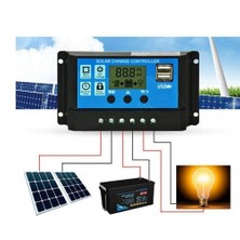 Schulzz Dijital Güneş Paneli Solar Akü Şarj Kontrol Cihazı 12V 24V 20 Amper