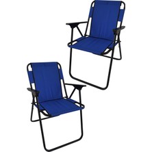 Bofigo 60X80 Beyaz Katlanır Masa + 2 Adet Katlanır Sandalye Kamp Seti Bahçe Takımı Mavi
