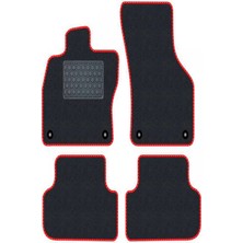 Tegin Volkswagen Touran 2003-2010 Siyah Halı Kırmızı Kenar Deri Petek Topuk Paspas