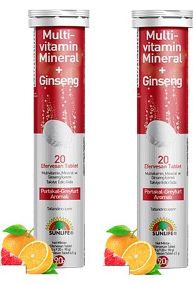 Sunlife Multivitamin & Mineral + Ginseng Efervesan 20 Tablet: X2 Adet
