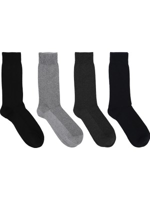 Moduna Göre Moda 4'lü Erkek Balıksırtı Desenli Soket Çorap Set