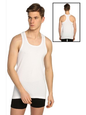 Tutku Bulut Fashion Tutku 0118  2'li 100% Pamuk Erkek Ribana Beyaz Rambo Atlet