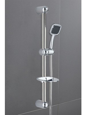 Mayaglory Kare Sürgülü Duş Seti Lüks Krom Sürgü ve Sabunluk Örgülü Hortum Duş Seti