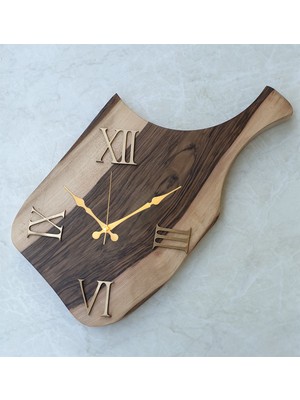 Markakanvas Doğal Ahşap Ceviz Kesme Tahtası Duvar Saati