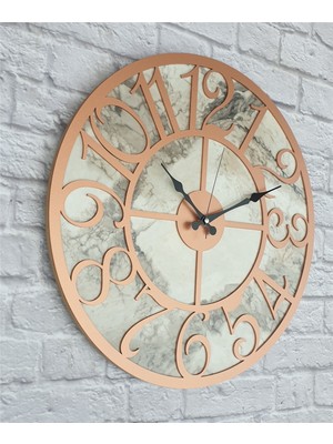 Markakanvas Mermer Desenli  Duvar Saati  Çap 50 Cm-Çap 80 cm