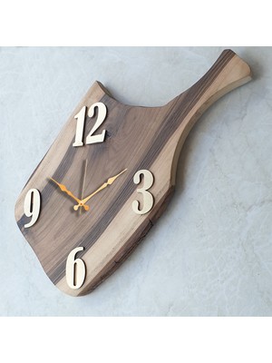 Markakanvas Doğal Ahşap Ceviz Kesme Tahtası Duvar Saati
