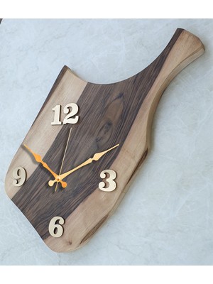 Markakanvas Doğal Ahşap Ceviz Kesme Tahtası Duvar Saati