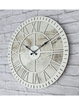 Markakanvas Mermer Desenli  Duvar Saati  Çap 50 Cm-Çap 80 cm