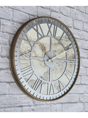 Markakanvasaltın(Gold) Renkli  Metal Kasalı Mermer Desenli  Duvar Saati  ( Çap 50 cm -Çap 80 cm )