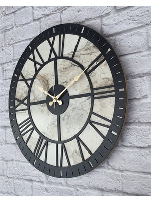 Markakanvas Mermer Desenli  Duvar Saati  Çap 50 Cm-Çap 80 cm