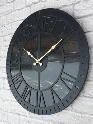Markakanvas Mermer Desenli  Duvar Saati  Çap 50 Cm-Çap 80 cm