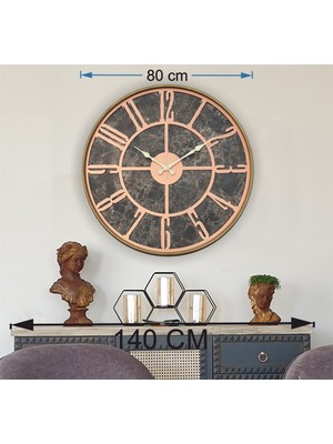 Markakanvas Altın(Gold) Renkli Metal Kasalı Mermer Desenli  Duvar Saati  ( Çap 50 cm -Çap 80 cm )