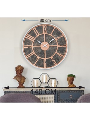 Markakanvas Beyaz Metal Kasalı Mermer Desenli  Duvar Saati  ( Çap 50 cm -Çap 80 cm )