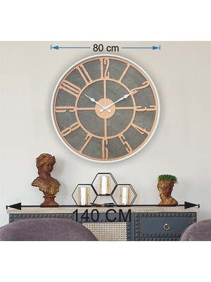 Markakanvas Beyaz Metal Kasalı Mermer Desenli  Duvar Saati  ( Çap 50 cm -Çap 80 cm )