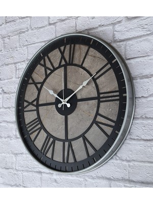 Markakanvas Gri  Metal Kasalı Mermer Desenli  Duvar Saati  ( Çap 50 cm -Çap 80 cm )