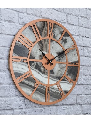 Markakanvas Mermer Desenli  Duvar Saati  Çap 50 Cm-Çap 80 cm